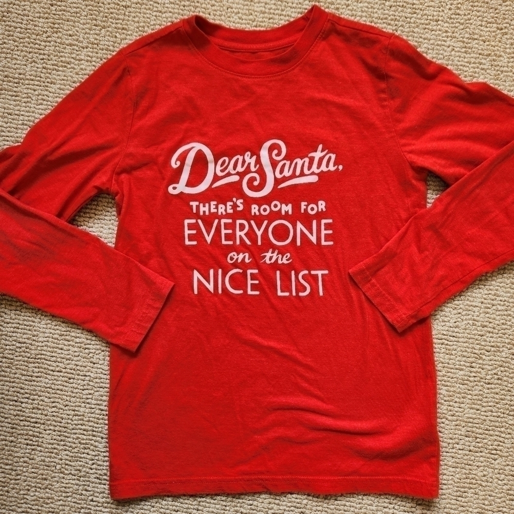 Christmas Nice List Red Long Sleeve Tee